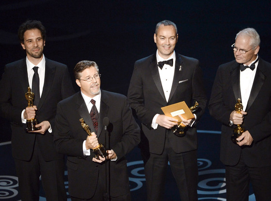 2013 Oscars Show, Best Visual Effects, Guillaume Rocheron, Bill Westenhofer, Erik-Jan De Boer, Donald R. Elliott 2013 Oscars Show, Best Visual Effects, Guillaume Rocheron, Bill Westenhofer, Erik-Jan De Boer, Donald R. Elliott
